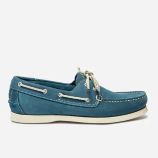 Chaussures Bateau Homme Cuir Nubuck Bleu et blanc